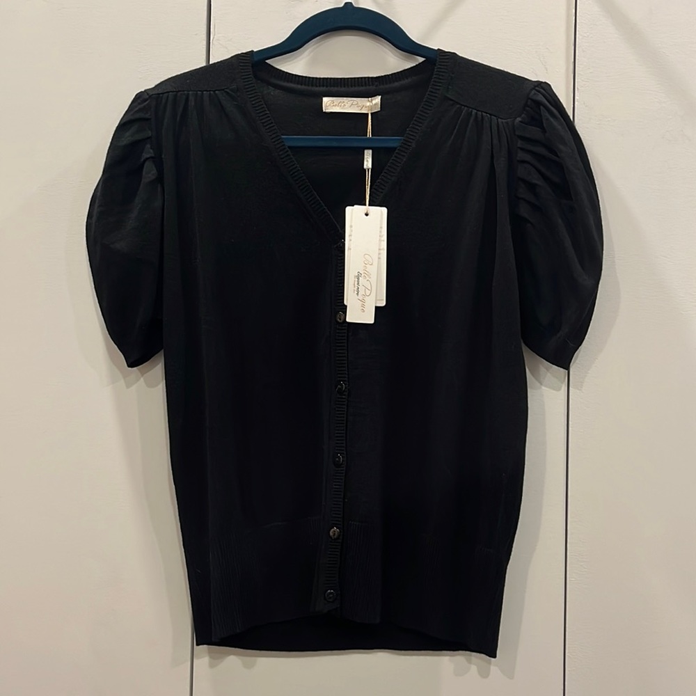 NWT Belle Poque Chic Puff-Sleeve Cardigan Top / Size S